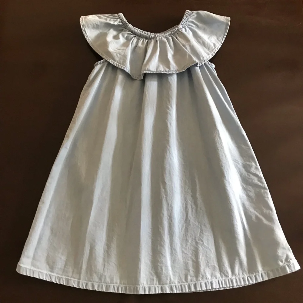 Girls Old Navy Sleeveless Dress Size 4 / 5 XS Extra Small Blue Color w/ Ruffle